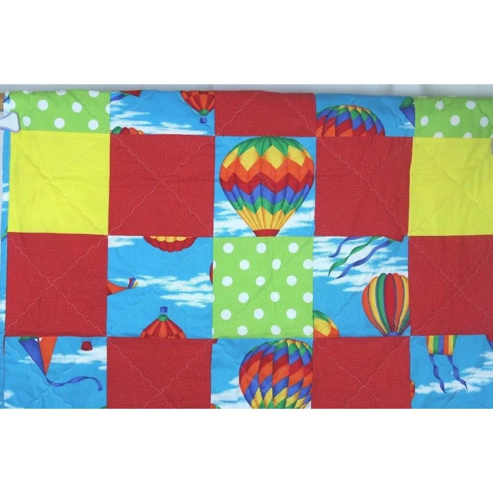 Hot Air Balloon Quilt Baby Kid Throw Cover Handmade Quilt Appx 37 x 44
